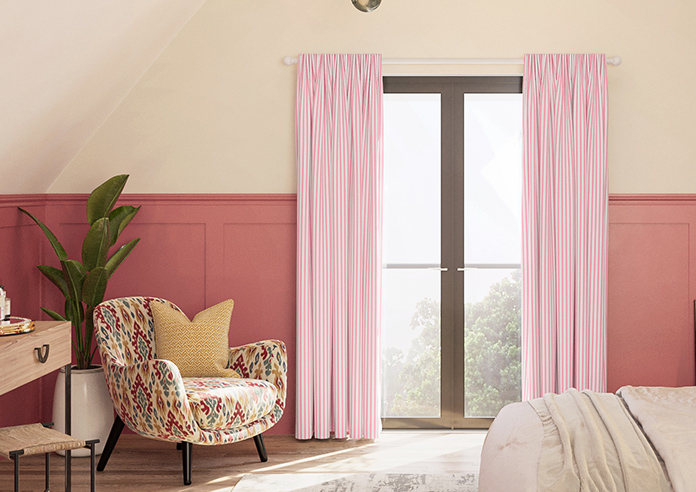 Lace Stripes, Lipstick Pink - Made to Measure Curtains - Image 3